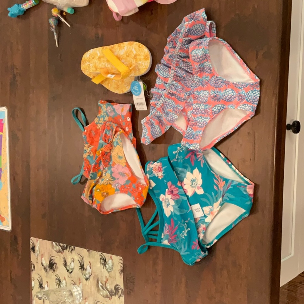 Floral , watermelon, striped, and Pineapple Print Swimsuit Sets